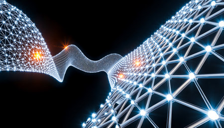 Abstract representation of interconnected networks, data flow, and communication. Ideal for technology, science, and digital concepts. Highlighting connectivity and innovation.の素材