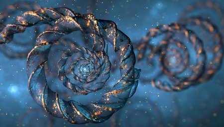 A captivating abstract image featuring swirling cosmic spirals, blending light and form in a mesmerizing dance of color and texture, set against a starlit backdrop.の素材