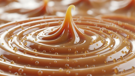 close up of a chocolate syrup drop on white background with copy spaceの素材