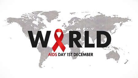 World Aids Day Background with Red Ribbon. Vector Illustration.の素材