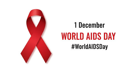 World AIDS Day. December 1. Red ribbon on white background. Vector illustration.の素材