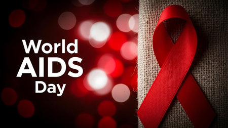 World AIDS Day Background with Red Ribbon. World AIDS Day Concept.の素材