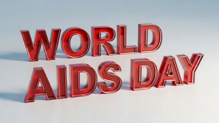 3D World AIDS Day text on white background. 3D renderingの素材