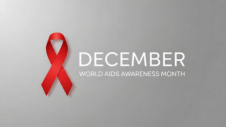 World Aids Day background with red ribbon. Vector Illustration.の素材