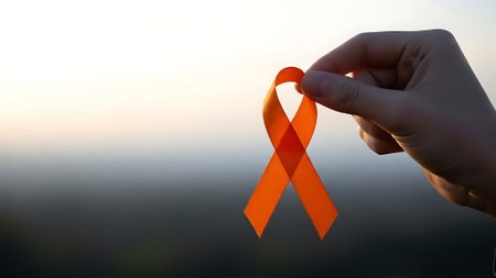 Aids Awareness Orange Ribbon. Aids Awareness Orange Ribbon. World Aids Day.の素材