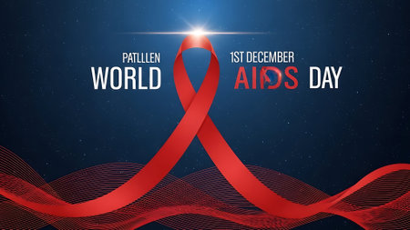 World Aids Day background with red ribbon. Vector Illustration.の素材