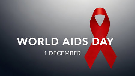 World Aids Day background with red ribbon. Vector Illustration.の素材