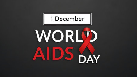 World Aids day background with red ribbon. 3D illustration.の素材