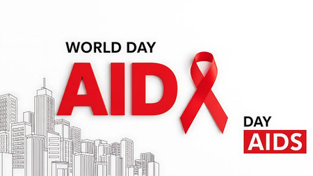 World AIDS Day. Vector illustration. Red ribbon on white background.の素材