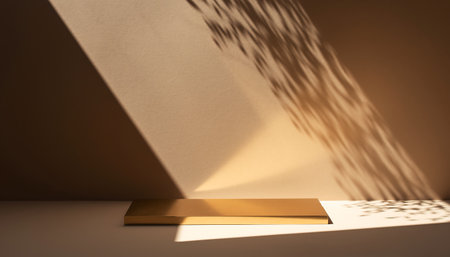 A beam of light creates an abstract pattern of light and shadow on a minimalist surface, highlighting texture and form.の素材