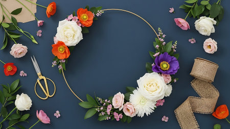 Floral materials for making a wreath.の素材