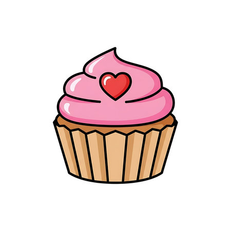cupcake with heart icon over white background. colorful design. vector illustration