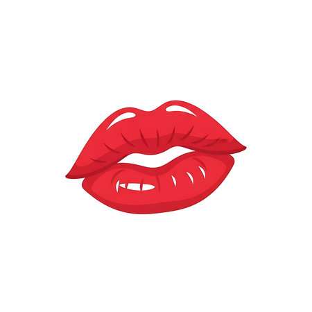 Lips with red lipstick. Vector illustration isolated on white background.のイラスト素材