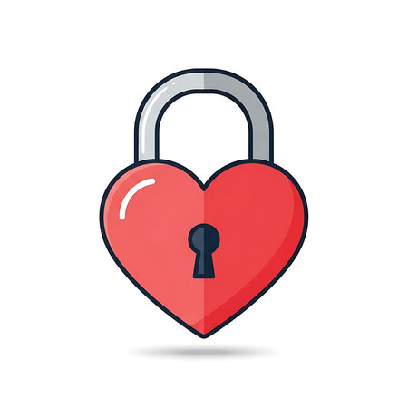 Heart padlock icon. Vector illustration in flat style. Isolated on white backgroundのイラスト素材