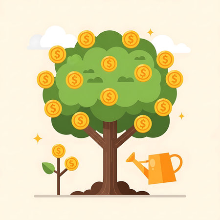 Money tree. Vector illustration in flat design style. Money tree.のイラスト素材