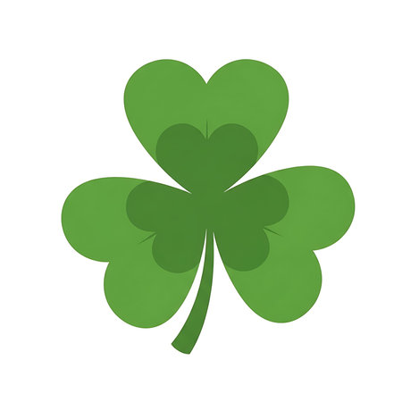 A green four-leaf clover on a white background