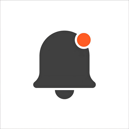 Ringing bell symbol simple flat vector icon on white background with shadow