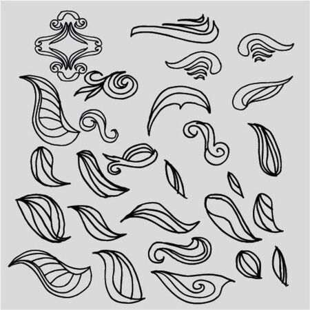hand drawing tribal tattoo leaf designのイラスト素材