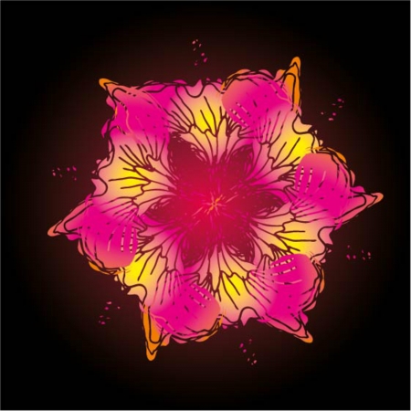 black background hibiscus vector artのイラスト素材