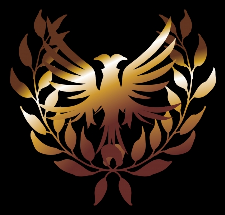 black background gold lion and wreath vector artのイラスト素材