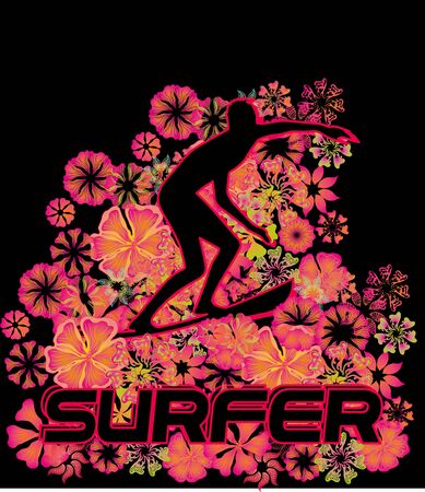 pacific surfer chamipon club vector graphic designのイラスト素材