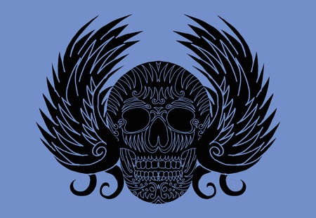 tribal wings and skull vector artのイラスト素材