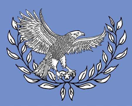 handdrawing eagle and wreath vector artのイラスト素材