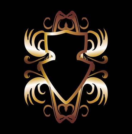 metalic gold wings and shield vector artのイラスト素材