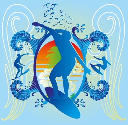 pacific surfer chamipon club graphic designのイラスト素材