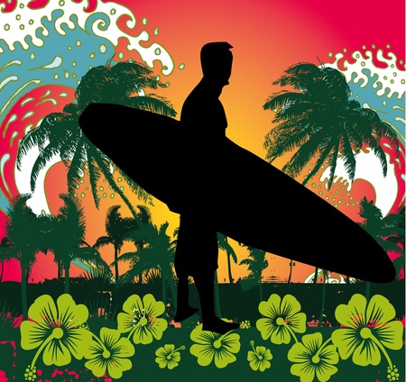 pacific surfer chamipon club graphic designのイラスト素材