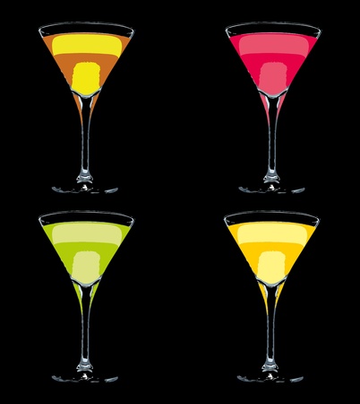 mix color cocktail glass artのイラスト素材