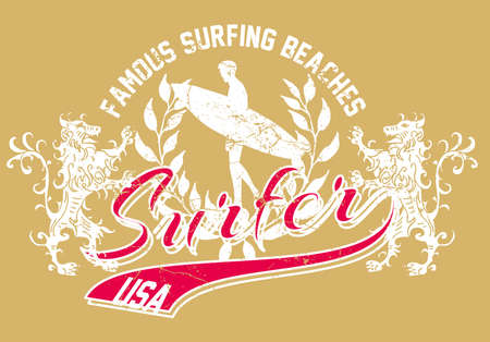 lion and surfer vector artのイラスト素材
