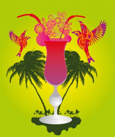 bird drink glass vector artのイラスト素材