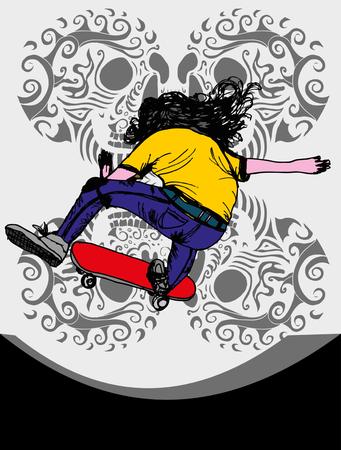 skull and skate vector artのイラスト素材
