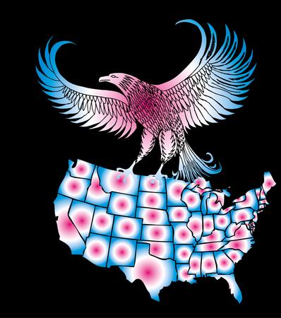 american map and eagle eps8 vector artのイラスト素材