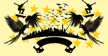 american skate park vector artのイラスト素材