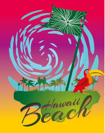 toucan and flag island vector artのイラスト素材