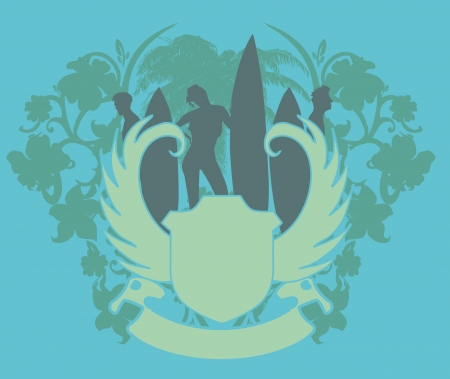 pacific surfer chamipon club vector graphic designのイラスト素材