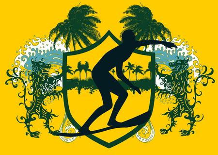 pacific surfer chamipon club vector graphic designのイラスト素材