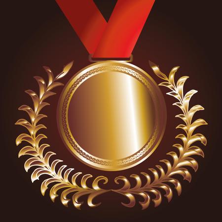 red ribbon gold medal artのイラスト素材
