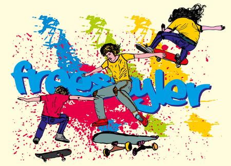 urban skate team artのイラスト素材