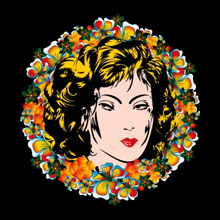 erotic pin-up girl portrait のイラスト素材