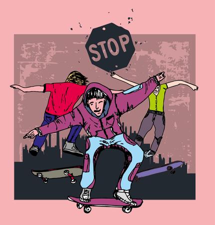 urban skate spirit のイラスト素材