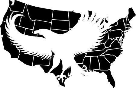 american map and eagle eps8 vector artのイラスト素材