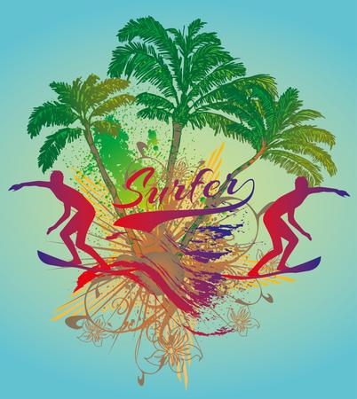 pacific surfer champion club graphic designのイラスト素材