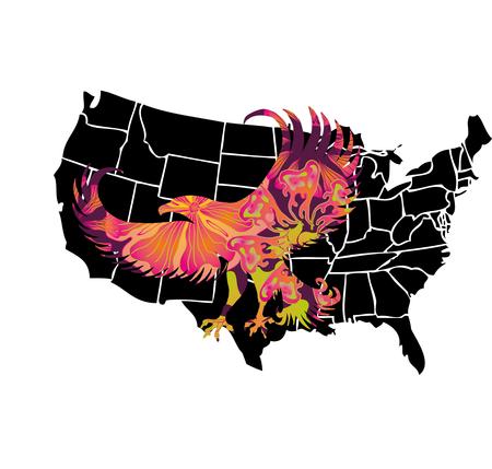 american map and eagle eps8 vector artのイラスト素材