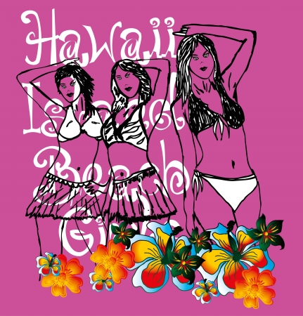 palm beach bikini beach girls vector artのイラスト素材