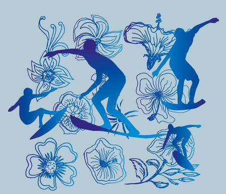 pacific surfer champion club graphic designのイラスト素材