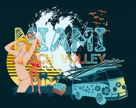 palm beach surfer girls vector artのイラスト素材