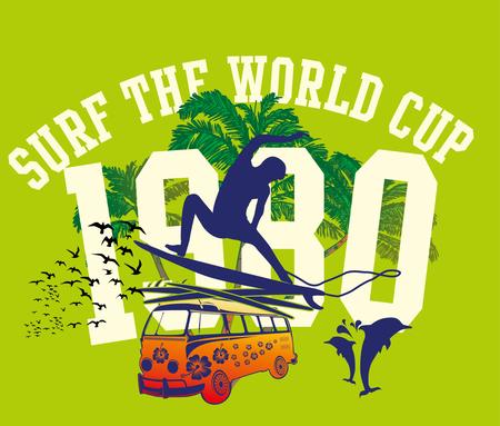 pacific surfer chamipon club vector graphic designのイラスト素材